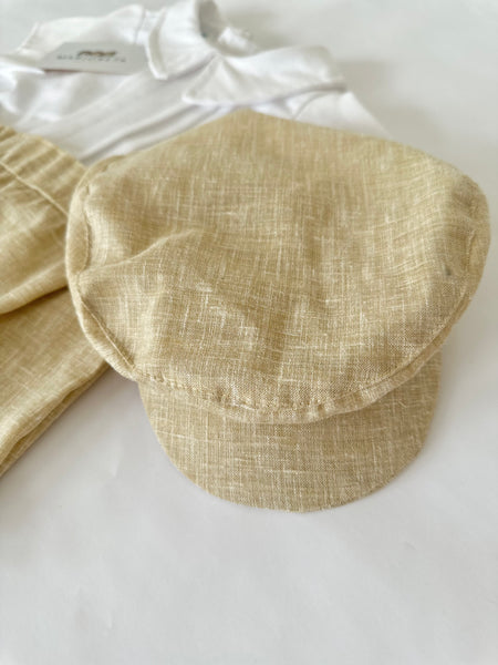 Pelele color blanco con beige y gorra para bebe niño | mexicana