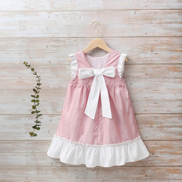 Vestido color rojo con moño blanco para niña | Dadati