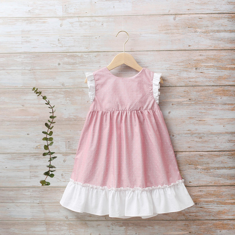 Vestido color rojo con moño blanco para niña | Dadati