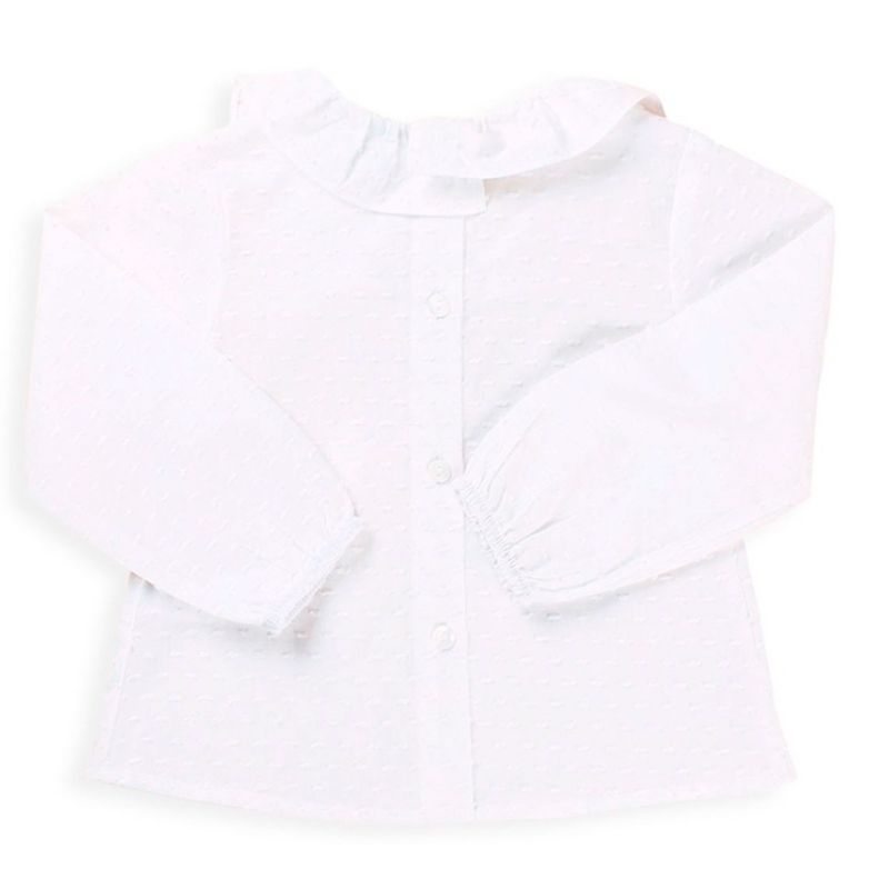 Blusa blanca cuello volante para bebe niñ@ | Dadati