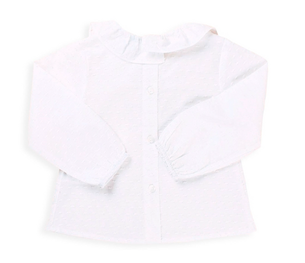 Blusa blanca cuello volante para bebe niñ@ | Dadati