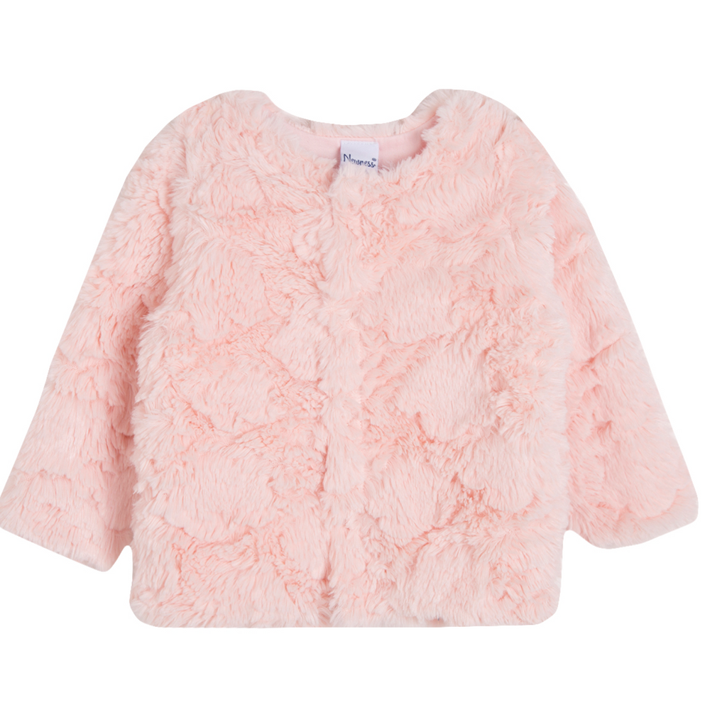 Abrigo color rosa pelo artificial para bebe nina Newness 12M