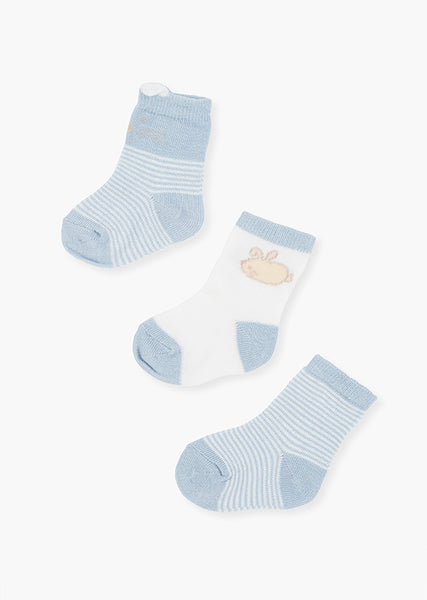 Calcetines de tricotosa azul para bebe niño | Losan