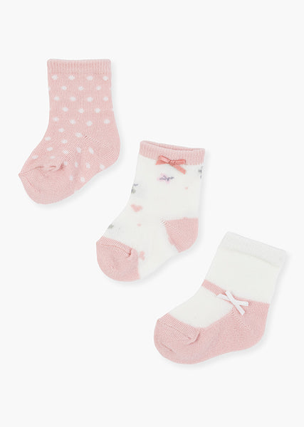 Calcetines tricotosa rosas para bebe niña| LOSAN