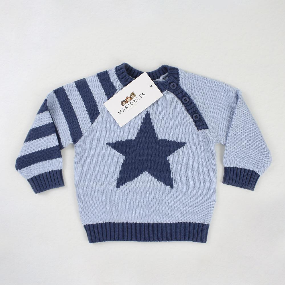 ❤️ Sueter azul con estrella al frente para bebe niño Newness