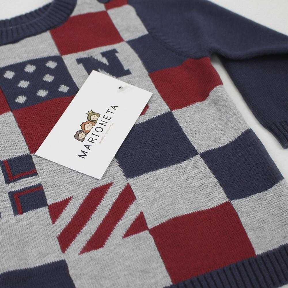 โค๏ธ Sueter azul a cuadros multicolor para bebe niรฑo Newness