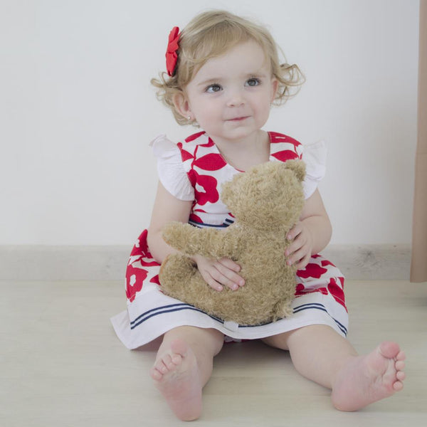 Vestido color blanco con flores rojas para bebé niña| Newness