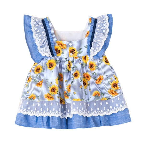 Vestido color azul con girasoles para bebé niña| Newness