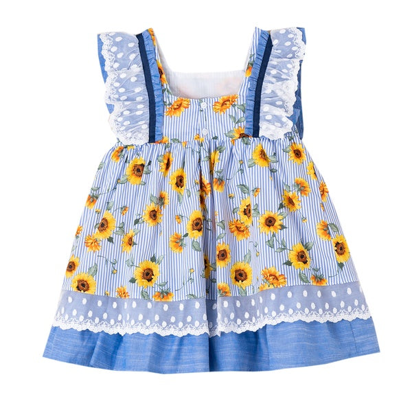 Vestido color azul con girasoles para niña| Newness