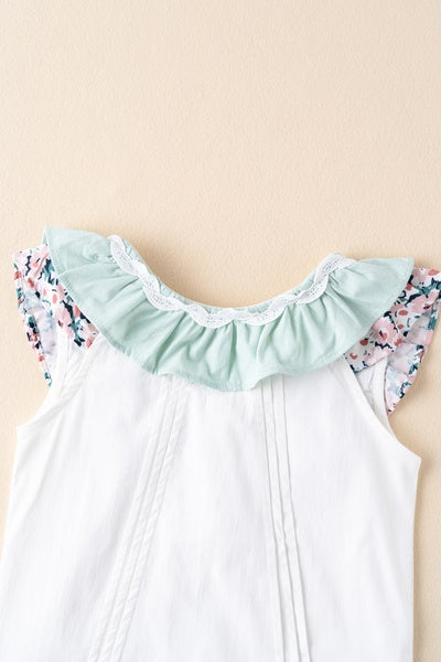 Conjunto dos piezas de falda color meta y flores y playera color blanco para niña| Newness