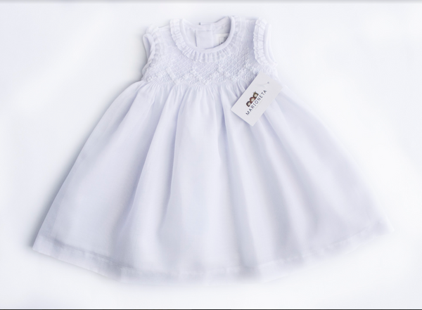 Vestido bordado color blanco para niña| Carpi