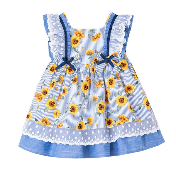 Vestido color azul con girasoles para niña| Newness