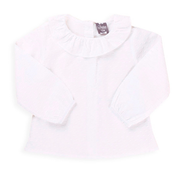 Blusa blanca cuello volante para bebe niñ@ | Dadati