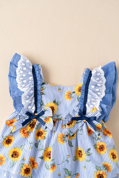 Vestido color azul con girasoles para bebé niña| Newness