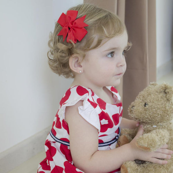 Vestido color blanco con flores rojas para bebé niña| Newness