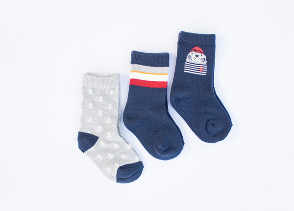 Calcetines de tricotosa azul marino  para bebe niño  | LOSAN
