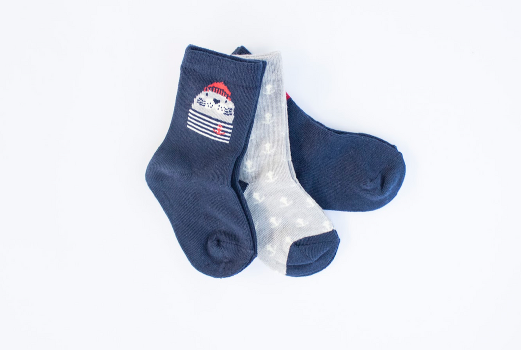Calcetines de tricotosa azul marino para bebe niño | LOSAN