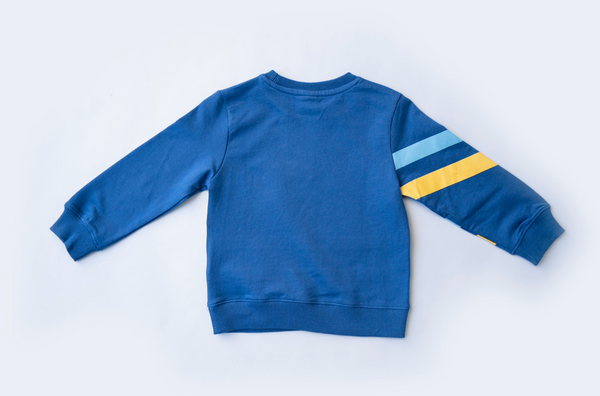 Sudadera color azul con  logotipo al frente para niño | Newness