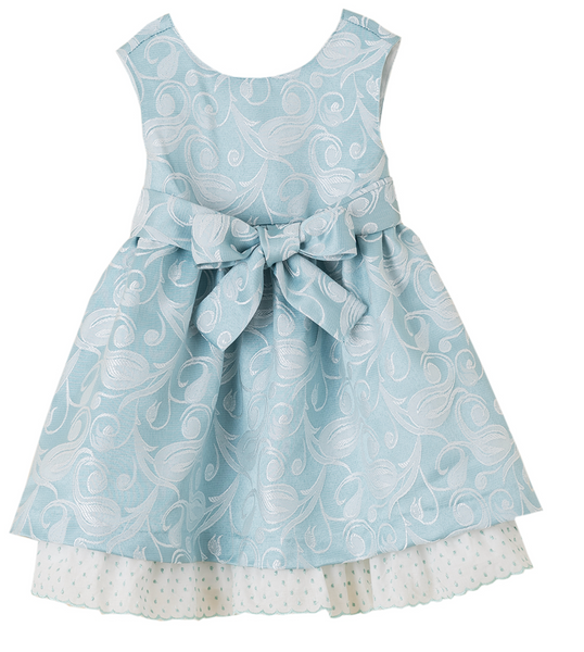 Vestido color verde con detalle moño al frente para niña | Newness