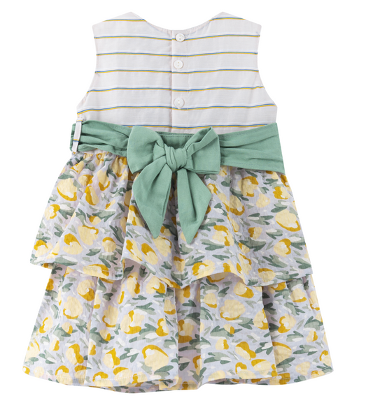 Vestido verde estampado con amarillo y blanco sin manga, para bebe niña | Newness