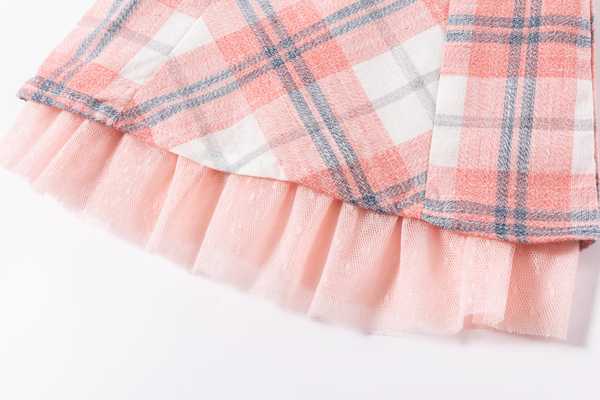 Vestido rosa a cuadros con detalles tul para bebe niña | Newness