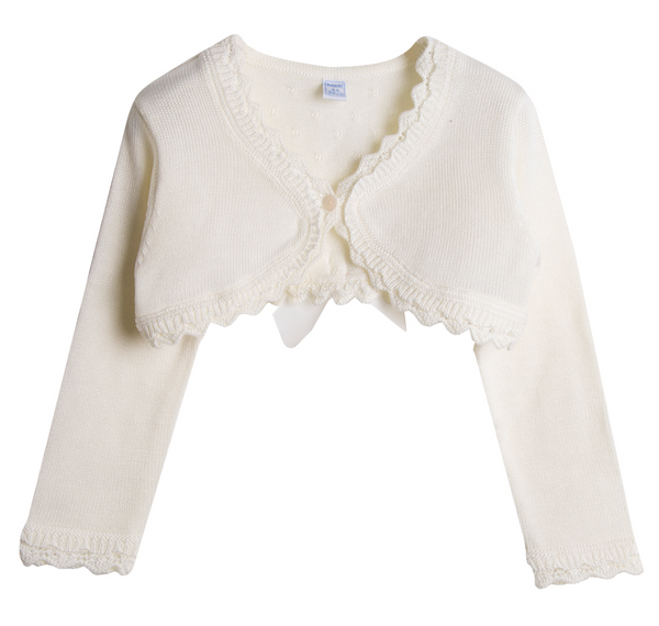 Torera color crudo con detalles de lazo por atras para niña | Newness