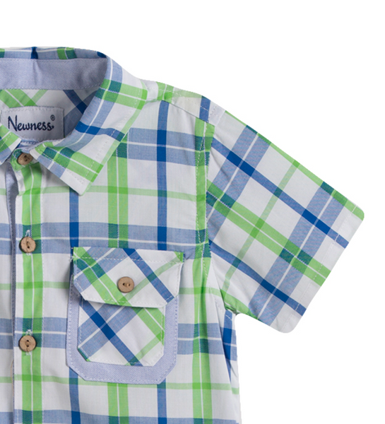 Camisa cuadros verde y azul para bebe niño | Newness