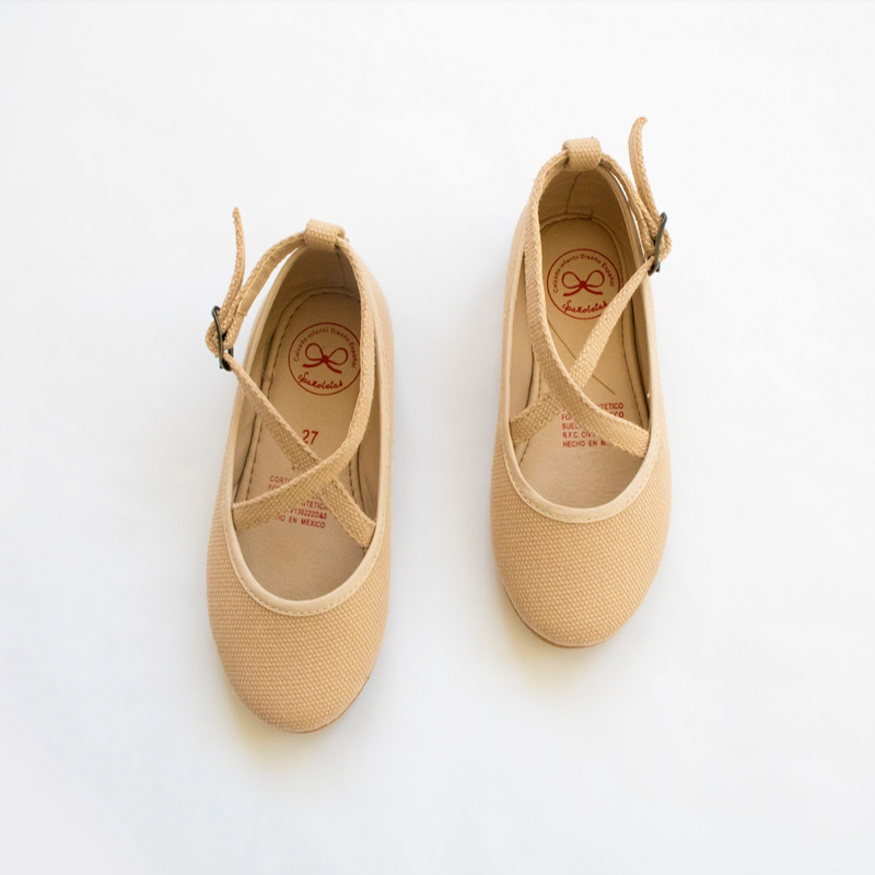 Zapato Cross Loneta  color arena para niña  ESPAÑOLETAS