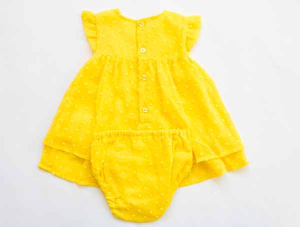 Vestido y braguita color amarillo bebe nina Losan Marioneta moda