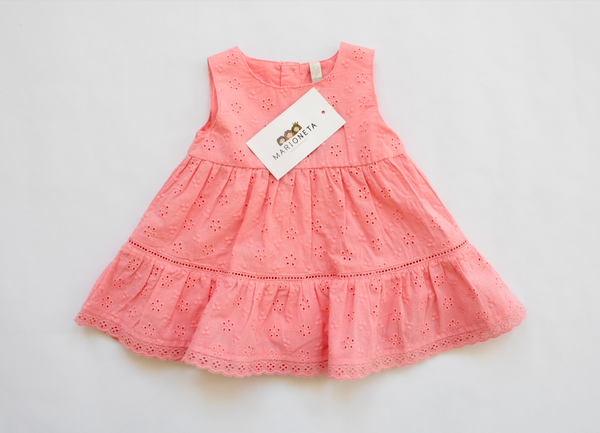Vestido sin manga color coral para bebe niña | LOSAN
