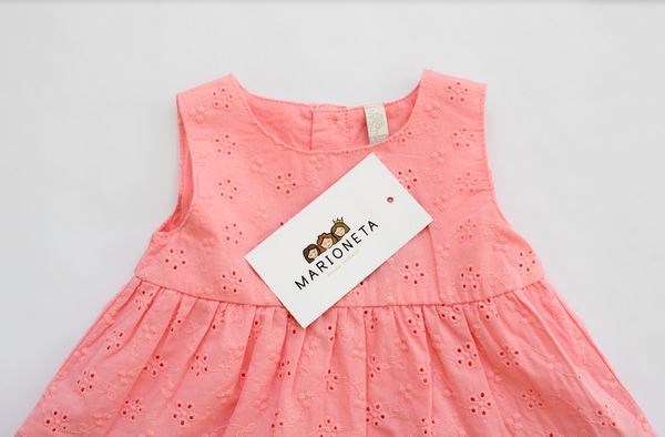 Vestido sin manga color coral para bebe niña | LOSAN