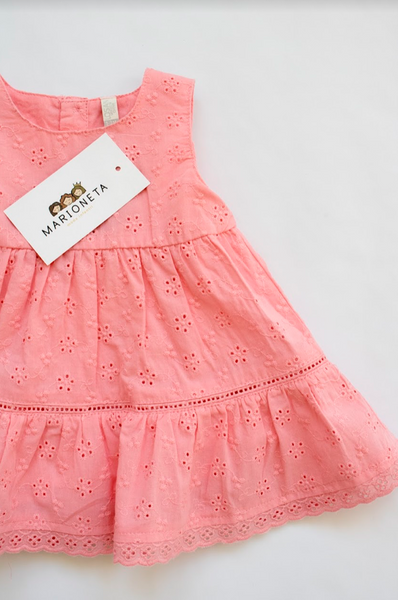 Vestido sin manga color coral para bebe niña | LOSAN