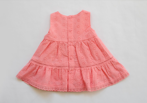Vestido sin manga color coral para bebe niña | LOSAN