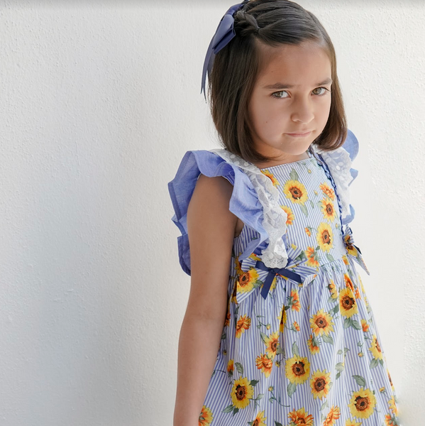 Vestido color azul con girasoles para niña| Newness
