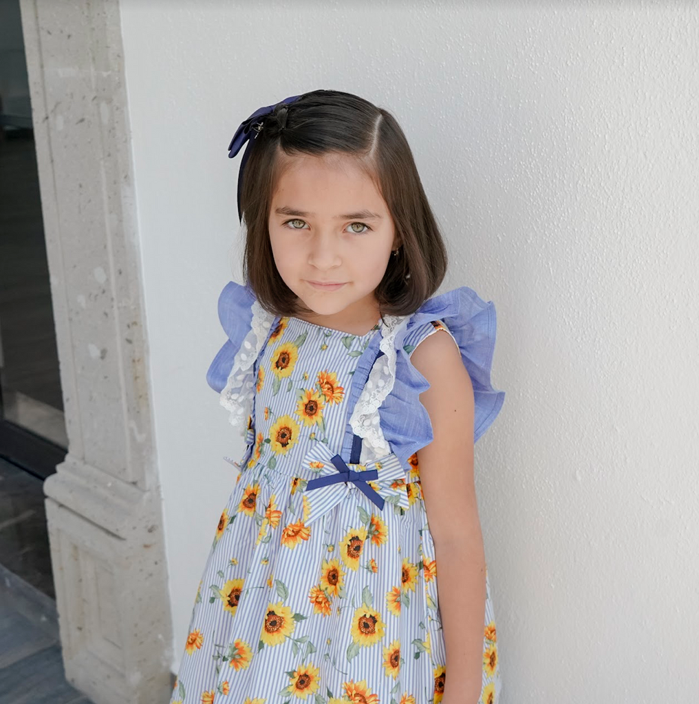 Vestido color azul con girasoles para niña| Newness