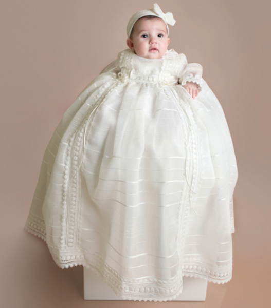 Ropon Florencia color perla para bebe niña | TRE BAMBINI