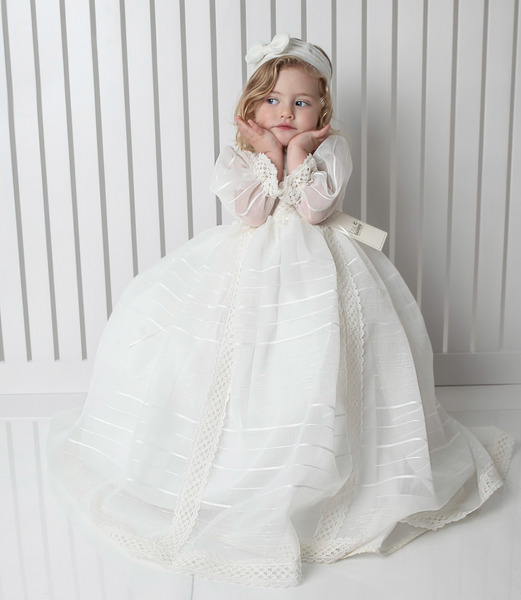 Ropon Florencia color perla para bebe niña | TRE BAMBINI