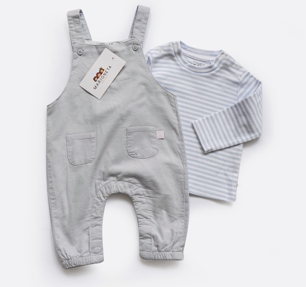 Conjunto de dos piezas camiseta y peto color azul para bebe niño | LOSAN