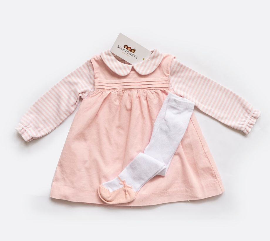Conjunto tres piezas blusa jumper color rosita y mayas para bebe niña | LOSAN