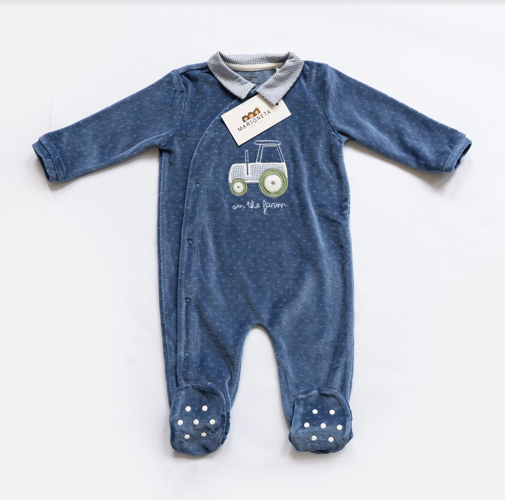 Mameluco con estampado de carrito al frente color azul para bebe nino LOSAN 3 6 MESES