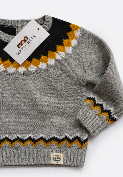 Sueter gris de tricotosa para bebe niño | LOSAN