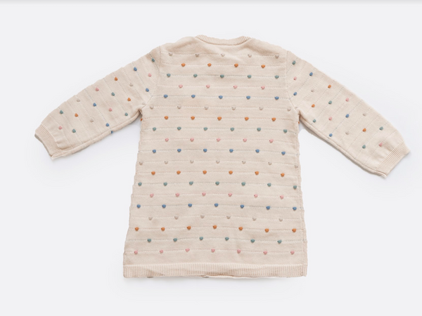 Conjunto vestido  tejido con puntos y mayas para bebe niña | LOSAN