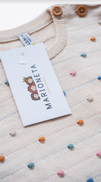 Conjunto vestido  tejido con puntos y mayas para bebe niña | LOSAN