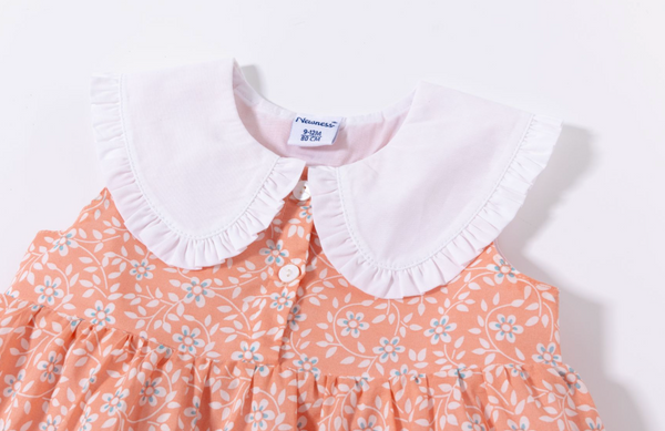 Vestido cuello blanco flores estampado para bebe niña | Newness