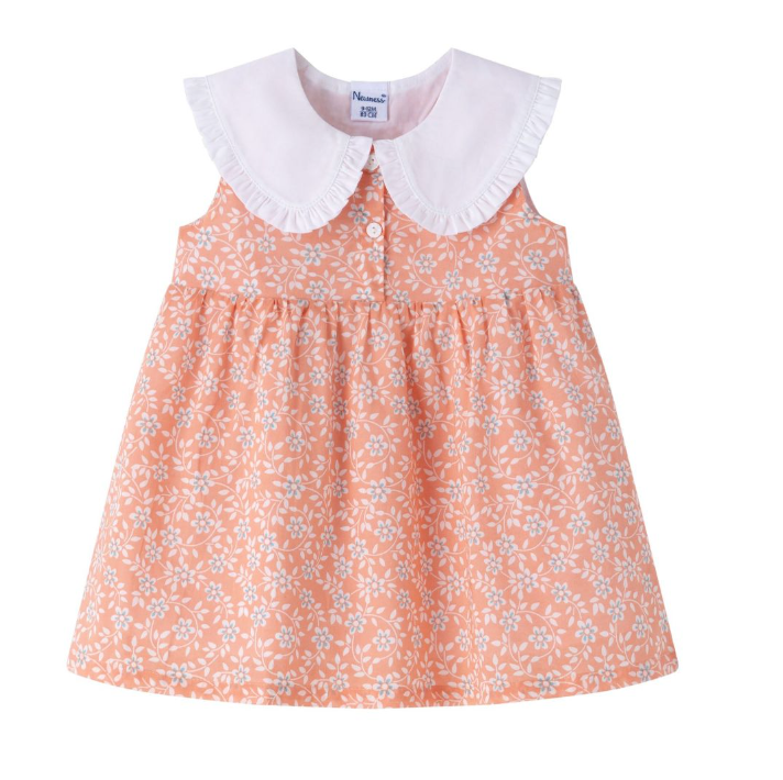 Vestido cuello blanco flores estampado para bebe niña | Newness