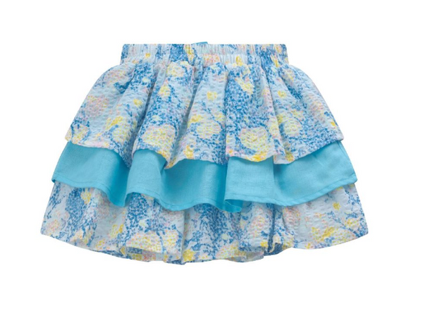 Conjunto para niña dos piezas blusa blanca con detalle al hombro y falda combinada con lazo al frente para niña | Newness