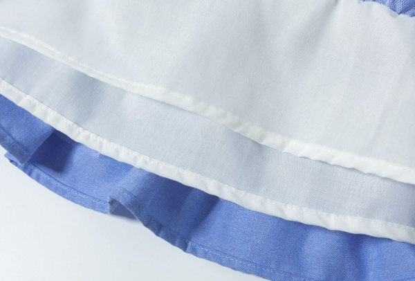 Vestido con braguita de fiesta  azul con rayas blancas con lazo atras para bebe niña | Newness