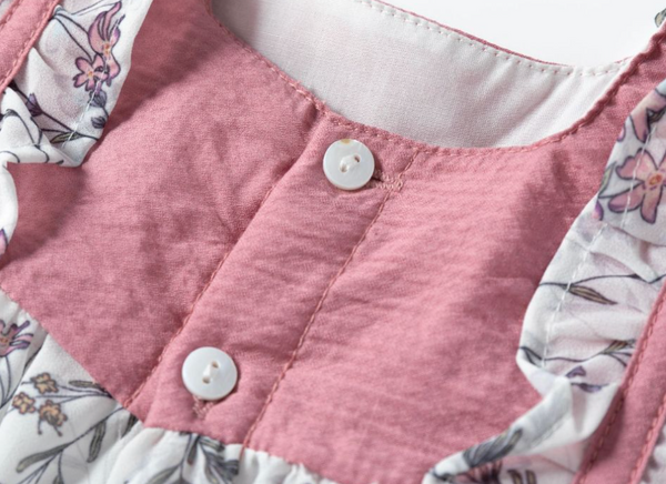 Vestido con braguita de fiesta rosa con tejido de flores par bebe niña | Newness