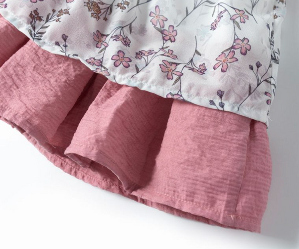 Vestido con braguita de fiesta rosa con tejido de flores par bebe niña | Newness