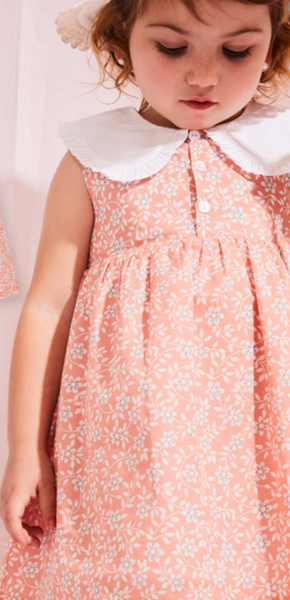 Vestido cuello blanco flores estampado para bebe niña | Newness